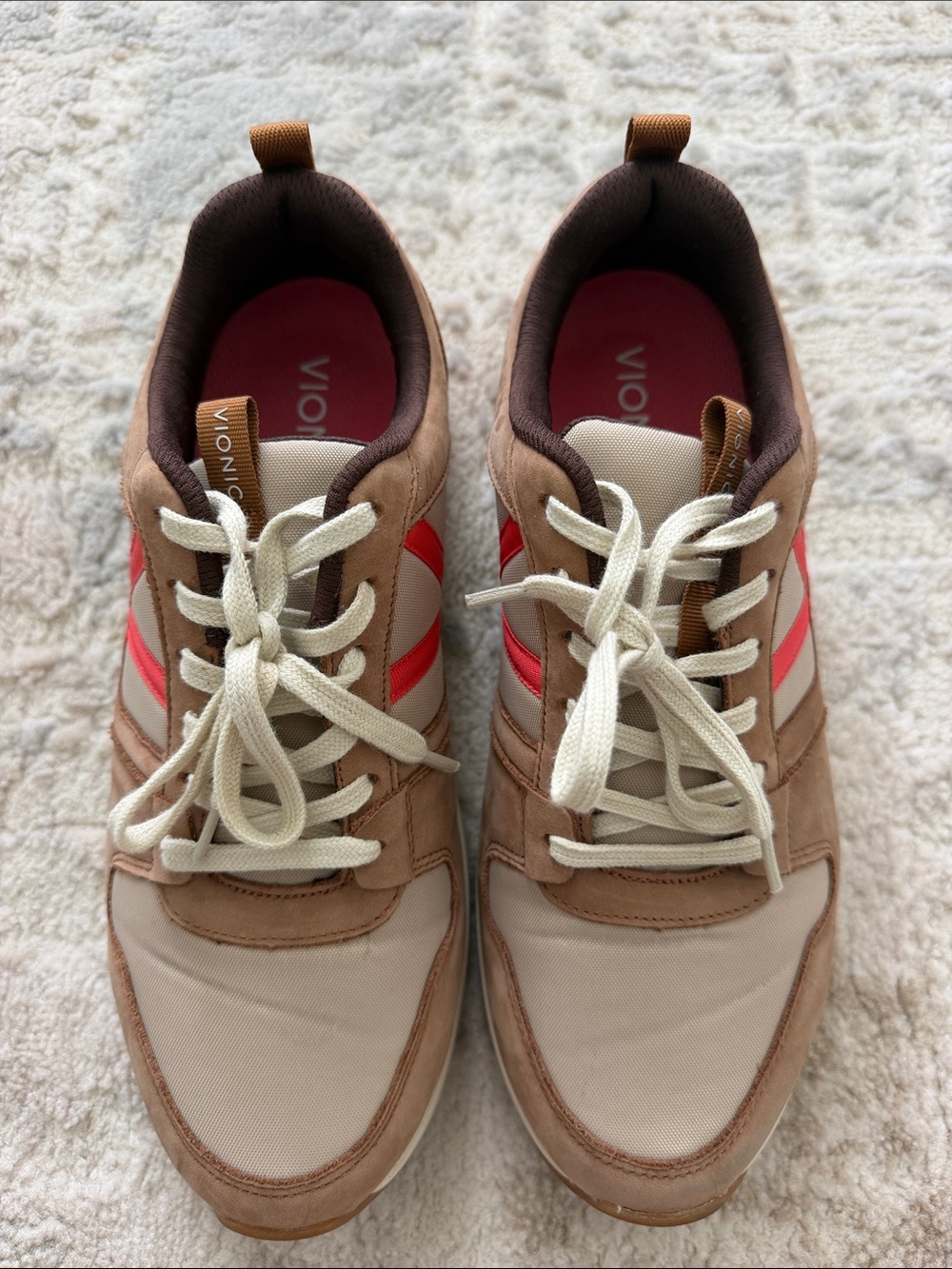 Vionic Women’s Tan & Coral Lace-Up Sneakers